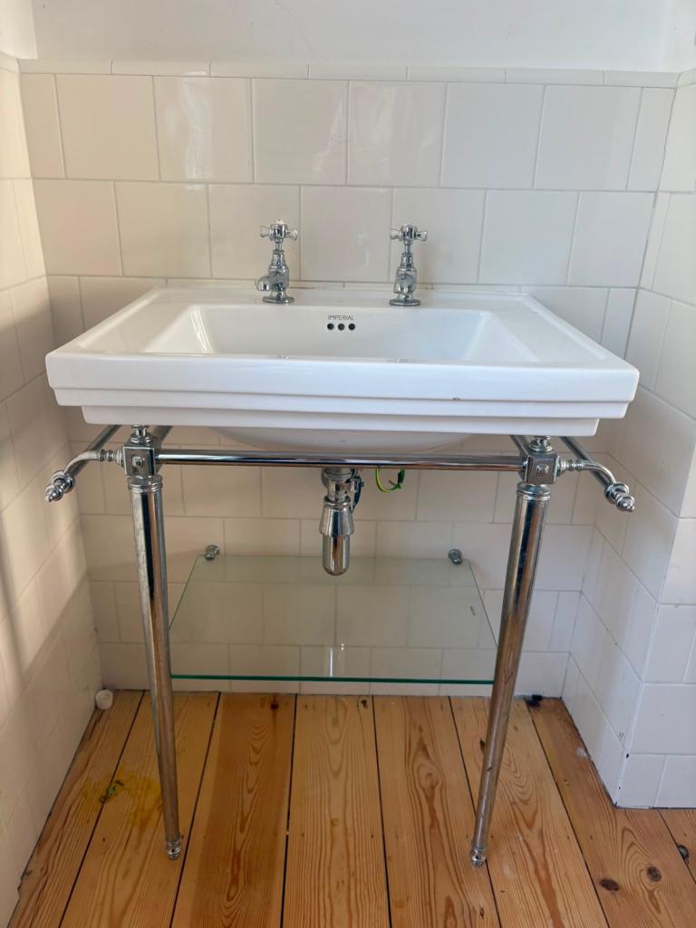 Imperial Astoria Deco Basin with Chrome Stand and Taps (set of 2 but can sell individually)