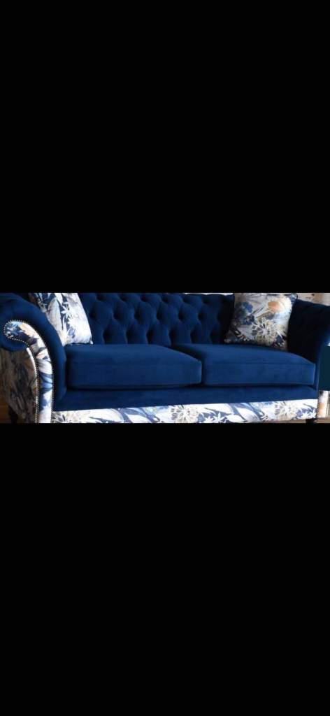 Stunning Royal Blue Velvet Sofa As Good As New