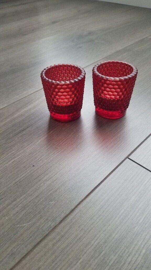 2 Red tea candle holder   £1.5