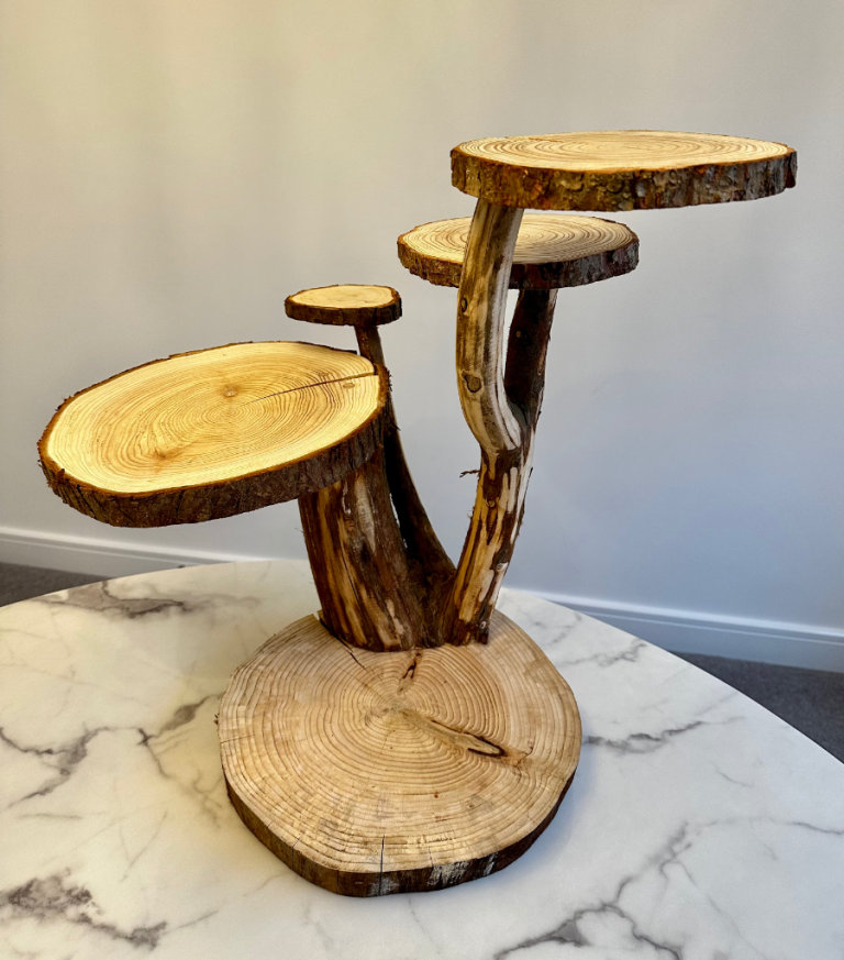 Log slice cake stand rustic wedding decorations plant stand home deco