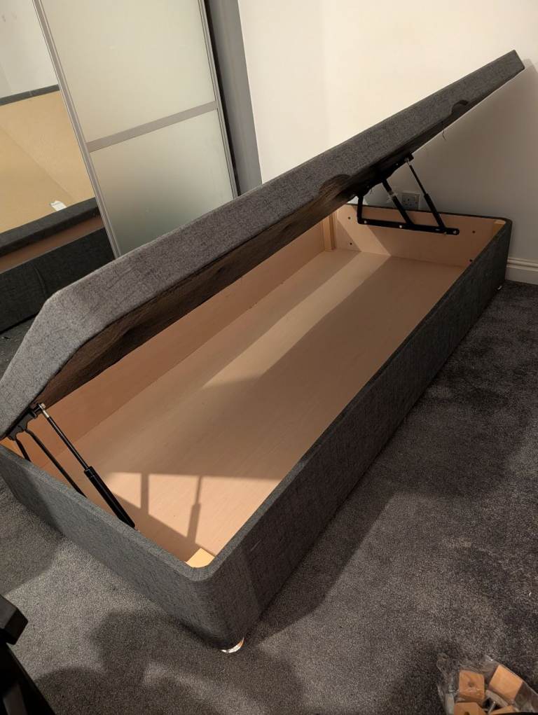 Single Divan Ottoman Bed Base - Grey