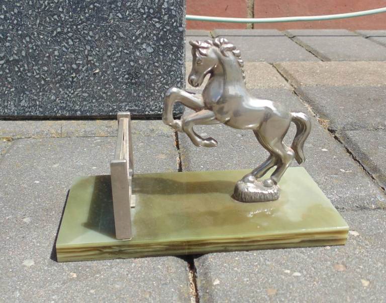 (#W47) white metal show horse jumping statue figure ornament (Pick up or post, Dy4 area)