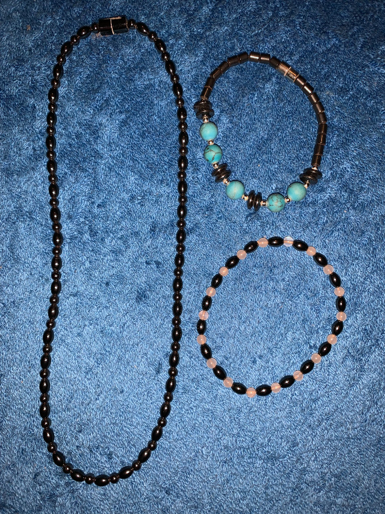 Hematite Magnetic Necklace & 2 Bracelets IP1