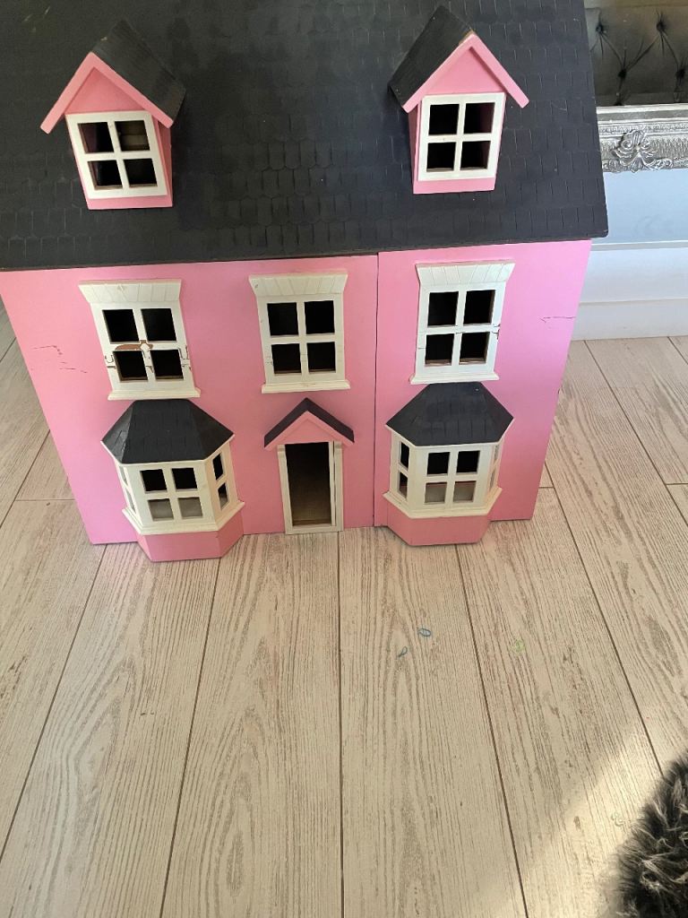 Pink Wooden Dolls House 