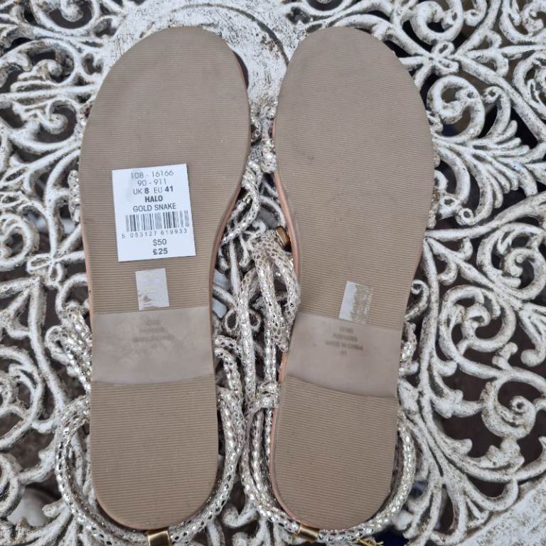 Gold snake sandals 