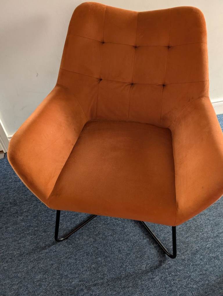  Burnt Orange Velvet Accent Chair
