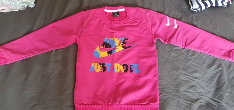 Girls Pink Nike Sweatshirt 'Just Do It' - Age 9-10 Years