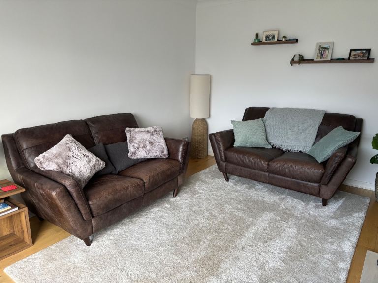 2 x Sofology 2 seater leather sofas