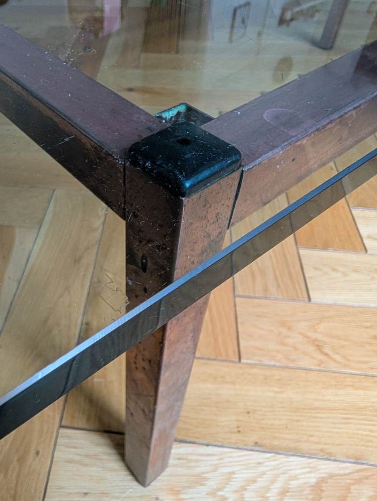 Stylish copper and glass coffee table