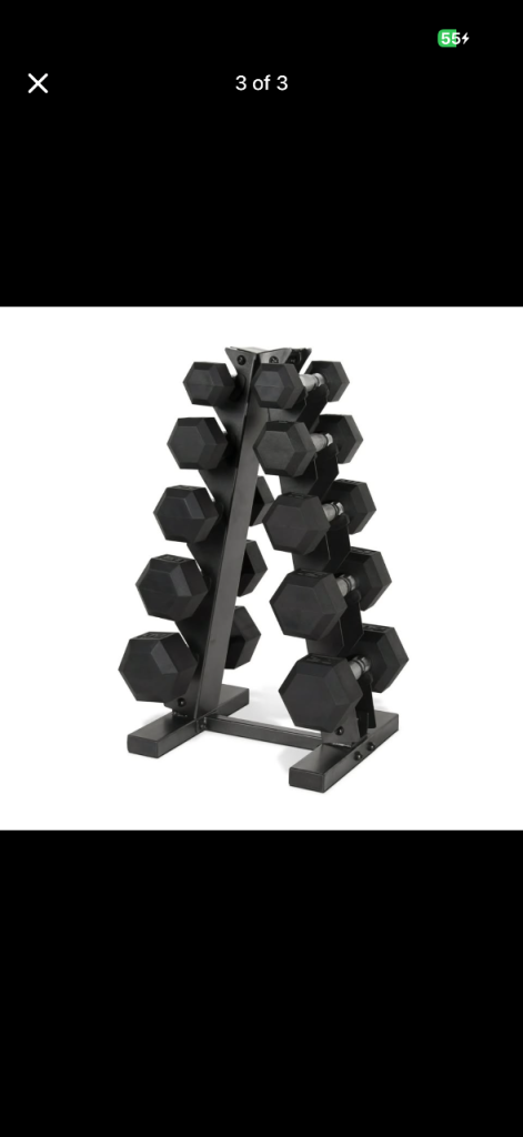 Hex Dumbbells with Rack ,Set of 6 pairs for gym and home workouts and exercises 