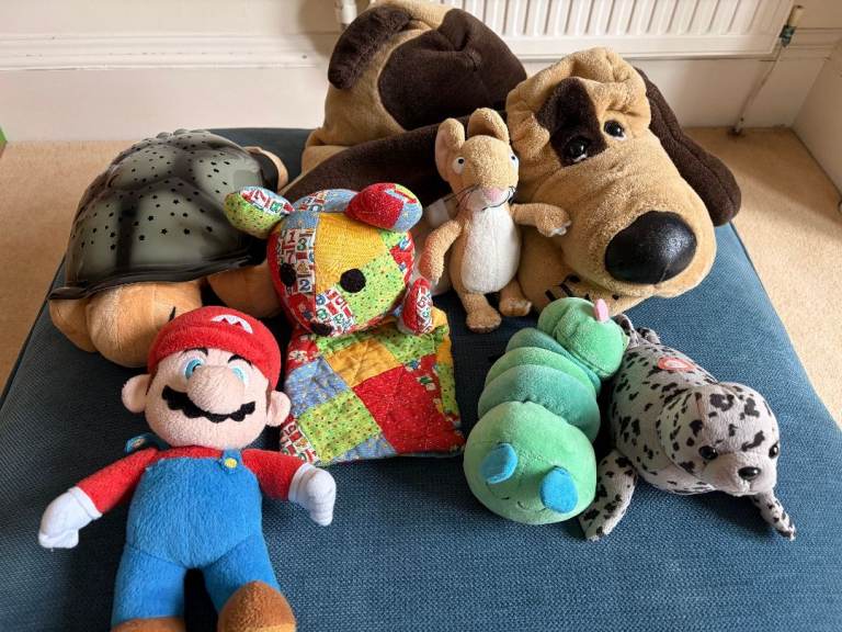 Soft toys, musical caterpillar, light-up turtle, mouse puppet and the rest:)