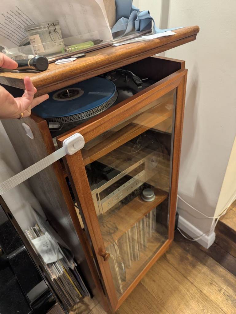 Wooden Mid Century vinyl record player Cabinet 