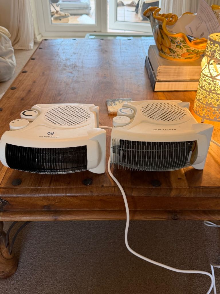Two Plug-In Fan Heaters – £10 for Both
