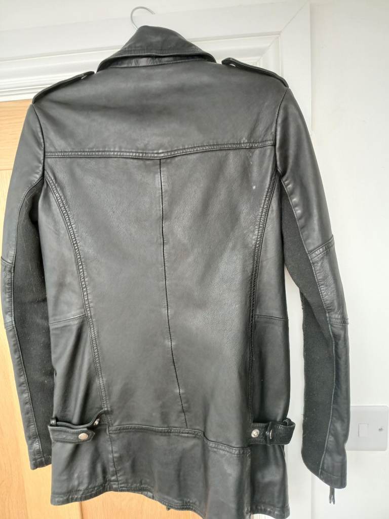 Whistles Belted Agnes Biker Jacket S UK 8 10 Black Leather New RRP £349