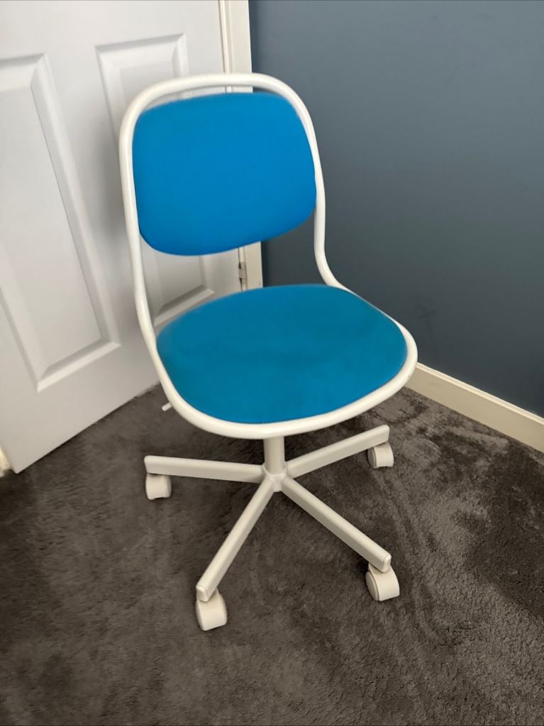 Ikea ÖRFJÄLL Children's desk swivel chair, white/blue