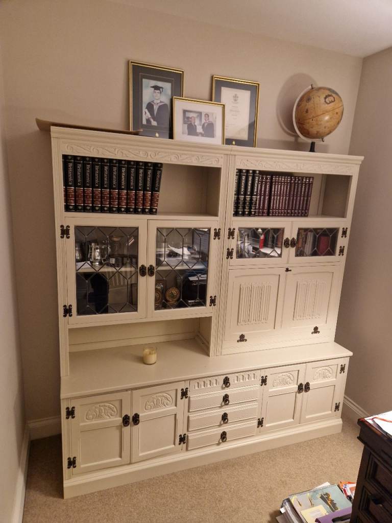 Reconditioned & Painted 'Old Charm' Solid Oak Cabinate/Bookcase