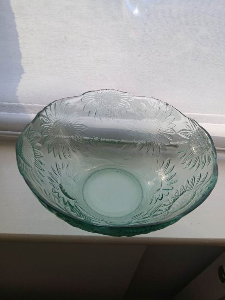image for Large green tinted glass bowl 
