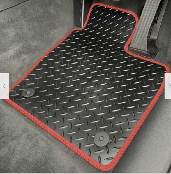 VAUXHALL ASTRA K (MK 7) PREMIUM RUBBER CUSTOM FIT FRONT & REAR MAT SET- RED STITCHED BORDER