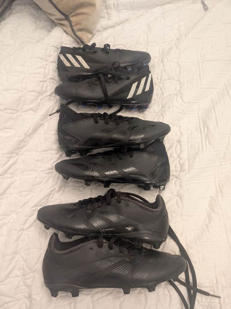 3 pairs kids Adidas Predator football boots UK1 UK2 UK3.5