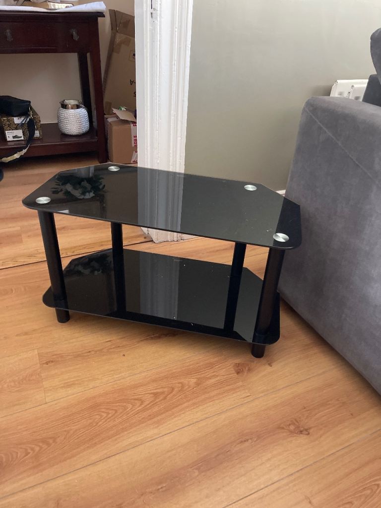 Black Glass TV Stand - Good Condition
