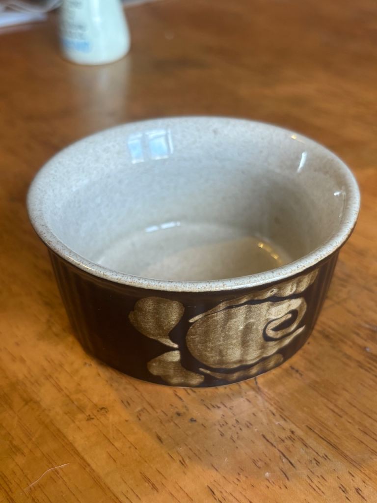 Ceramic Ramekin Dish – Brown with Pattern