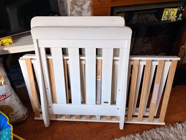 FREE Boori Urbane Sleigh Cot Bed with Mattress – White, Good