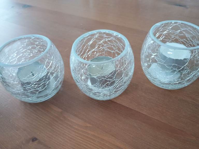 Crackle glazed tea light holders