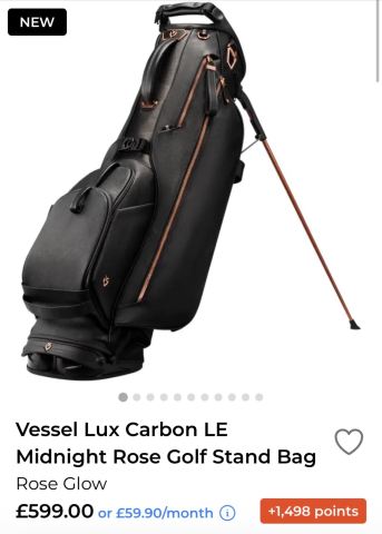 Vessel Lux Carbon LE Midnight Rose Golf Stand Bag Rose Glow