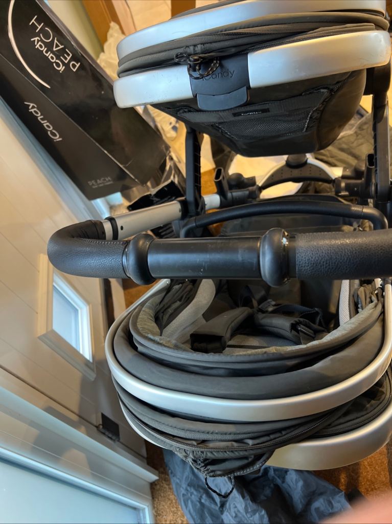 Icandy peach double pram twin seats, carry cot, car seat adapters, rain covers, foot muffs