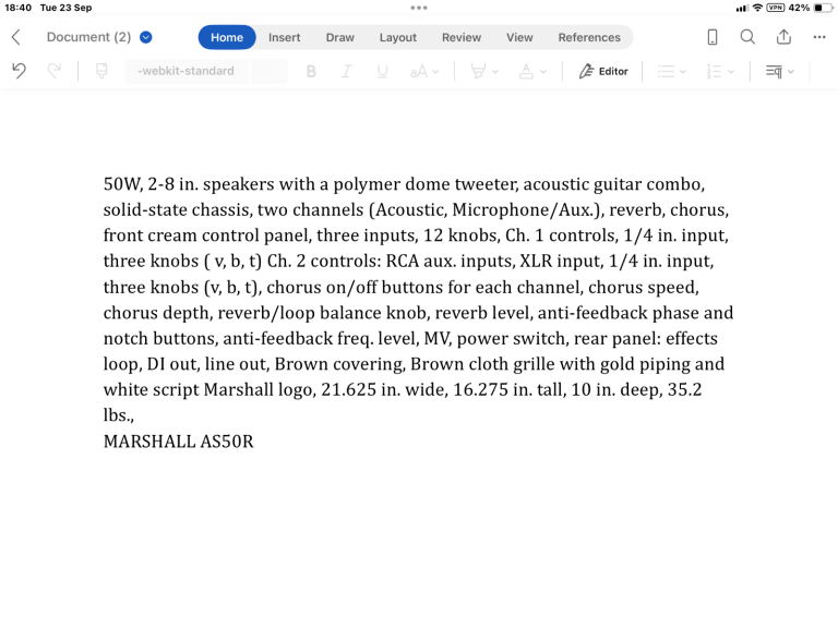 Marshall AS50R multi purpose amplifier combo