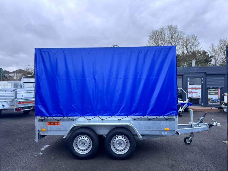 BRAND NEW 10ft x 5ft MASTER HEAVY DUTY TWIN AXLE TRAILER WITH FRAME AND COVER 2700KG