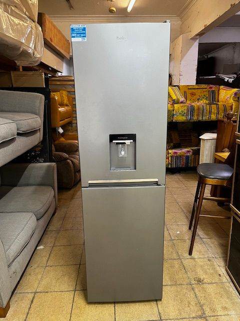 image for GREY FROST FREE BEKO FRIDGE FREEZER WITH DRINKS DISPENSER IN GOOD WORKING CONDITION
