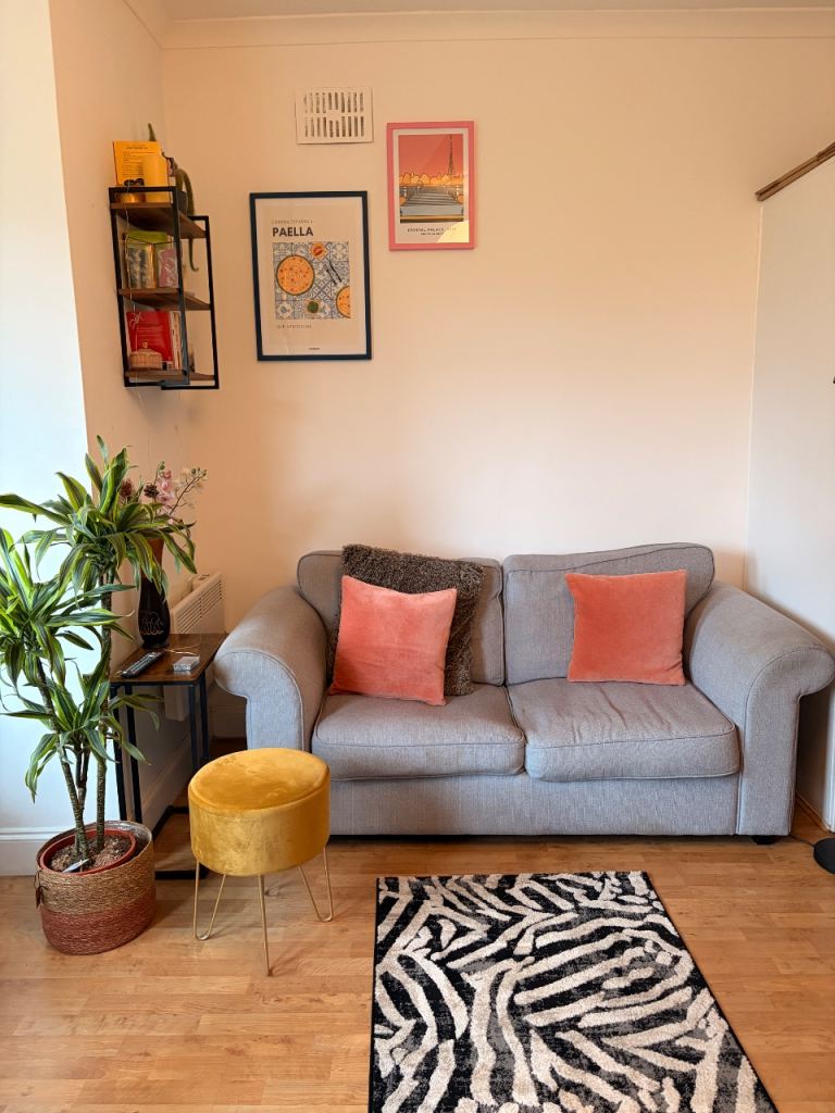 Blue/Grey Two Seater Sofa-bed