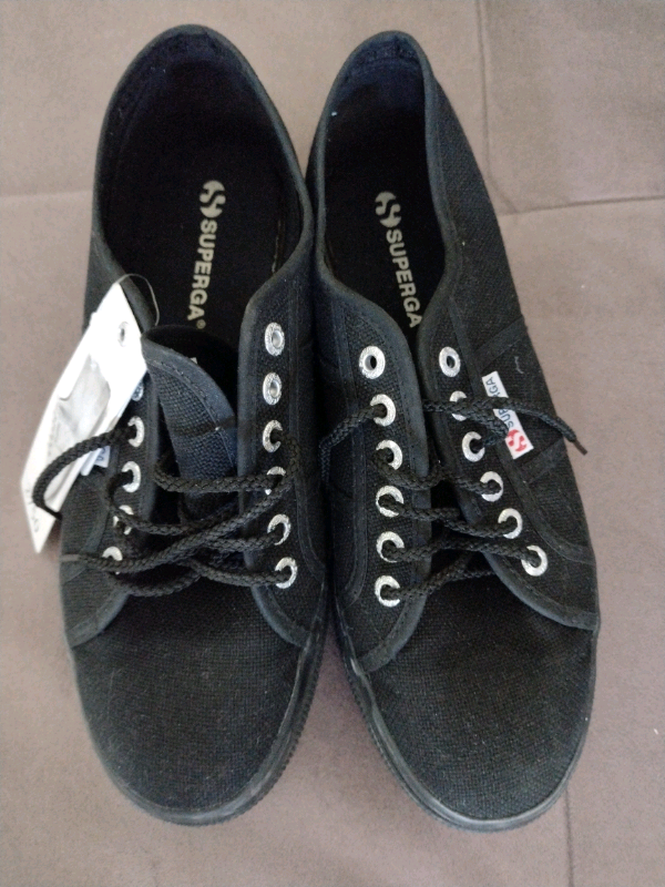 Brand new  Superga black canvas trainers size 7Uk