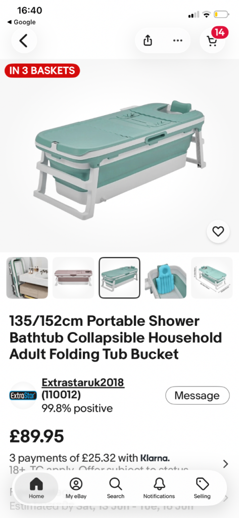 Fold away bath 