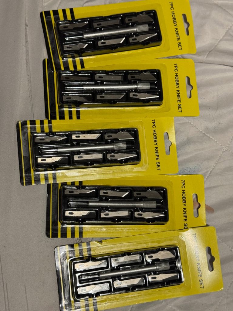 5 x sets of 7Pcs Hobby educational crafting and detailing plastic handle blade set 