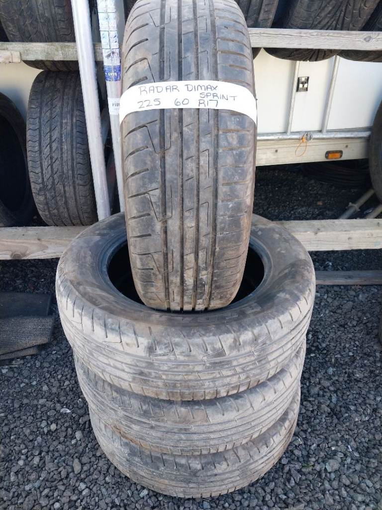 225 60 R17 Radar Dimax Sprint  - set of 4 part worn tyres 