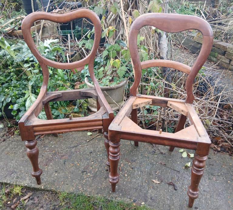 Free - 2 Victorian dining chairs needing re upholstering