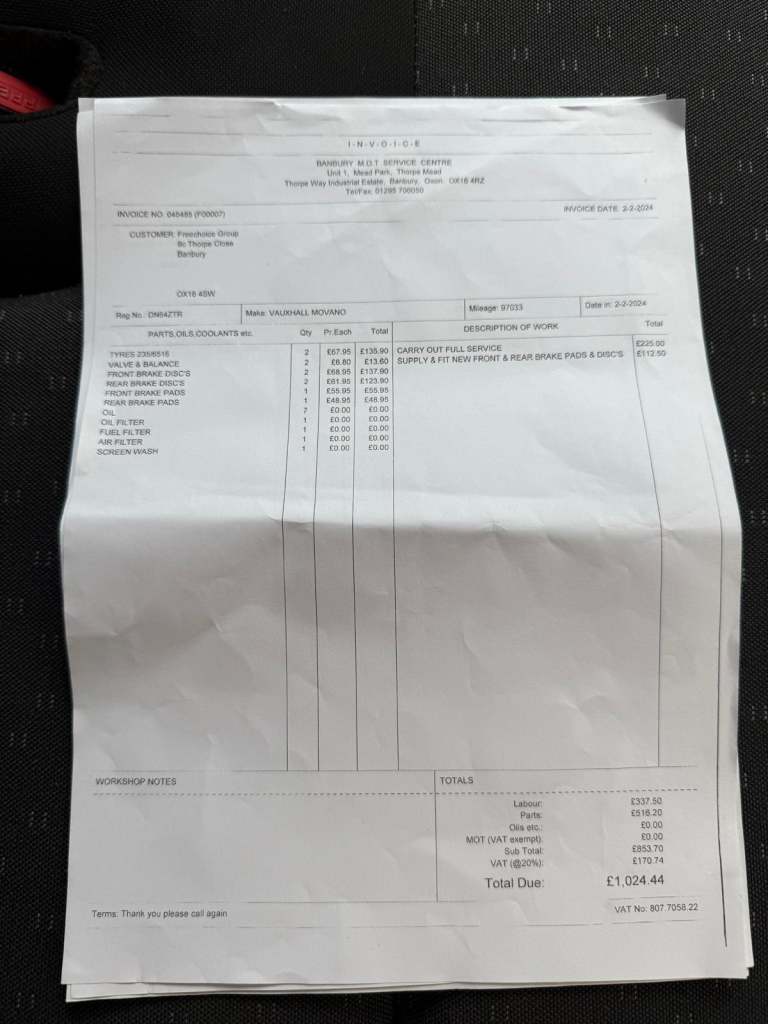 2014 Vauxhall Movano 2.3 CDTI H1 Chassis Cab 125ps CHASSIS CAB DIESEL Manual