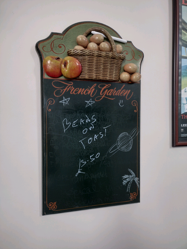 French garden cafe / kitchen advertising board