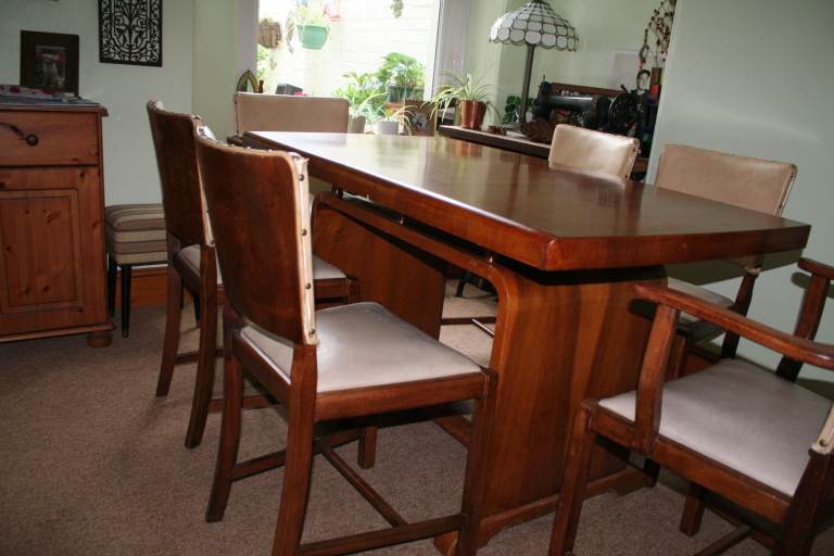F H MARSHAL ART DECO STYLE 1940s DINNING TABLE CHAIRS