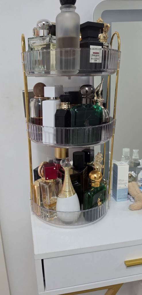 3-Tier Rotating Makeup & Perfume Organizer - 360° Lazy Susan Vanity Display