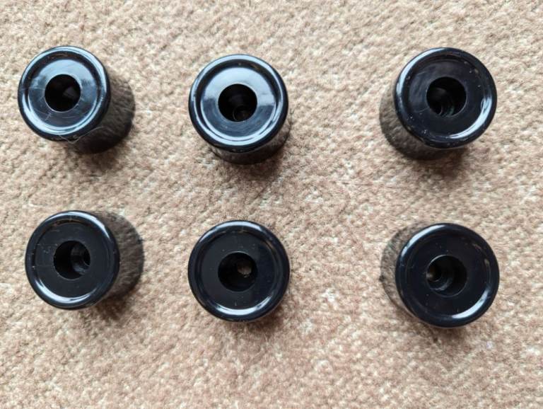 6 x round black door stops - NEW - 32 x 20mm - brand new never used