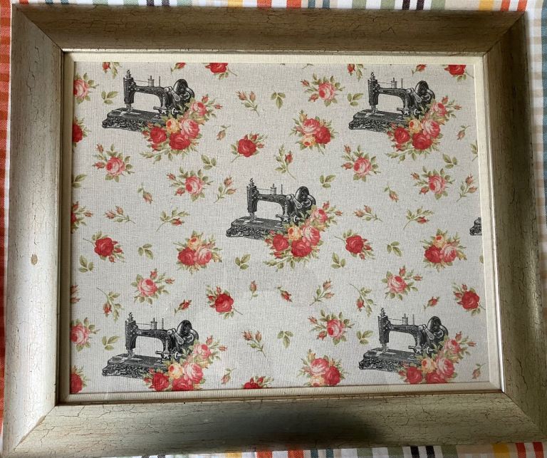 FABRIC SINGER SEWING MACHINE DESIGN ON FRAME ** STILL AVAILABLE **