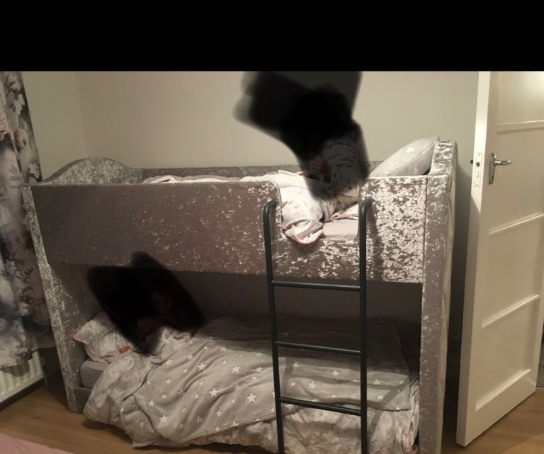 Free Silver velvet bunkbeds 