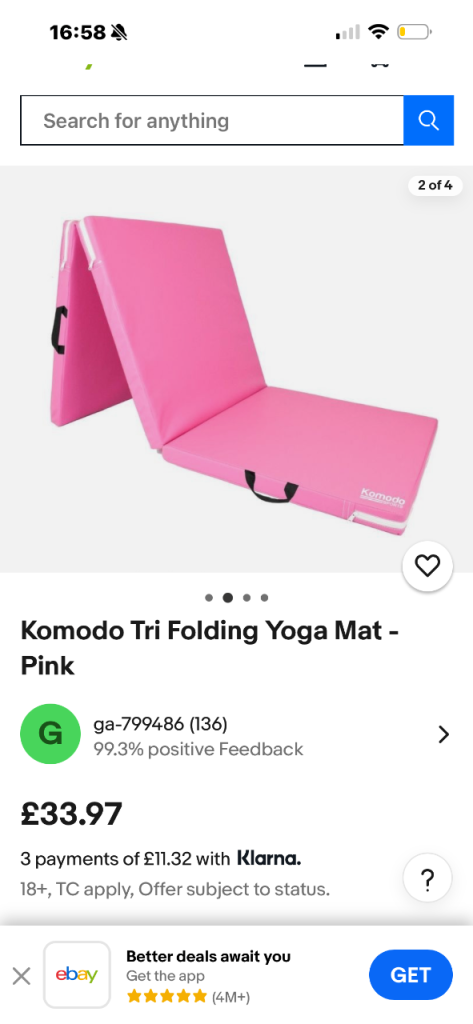 Komodo tri folding yoga mat brand new
