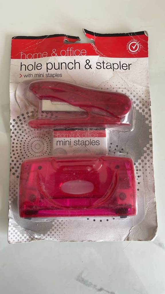 New Home & Office Hole Punch & Stapler Set with Mini Staples