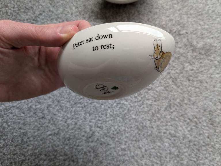 Vintage Wedgwood Beatrix Potter Peter Rabbit Bone China Egg Shaped Trinket Box