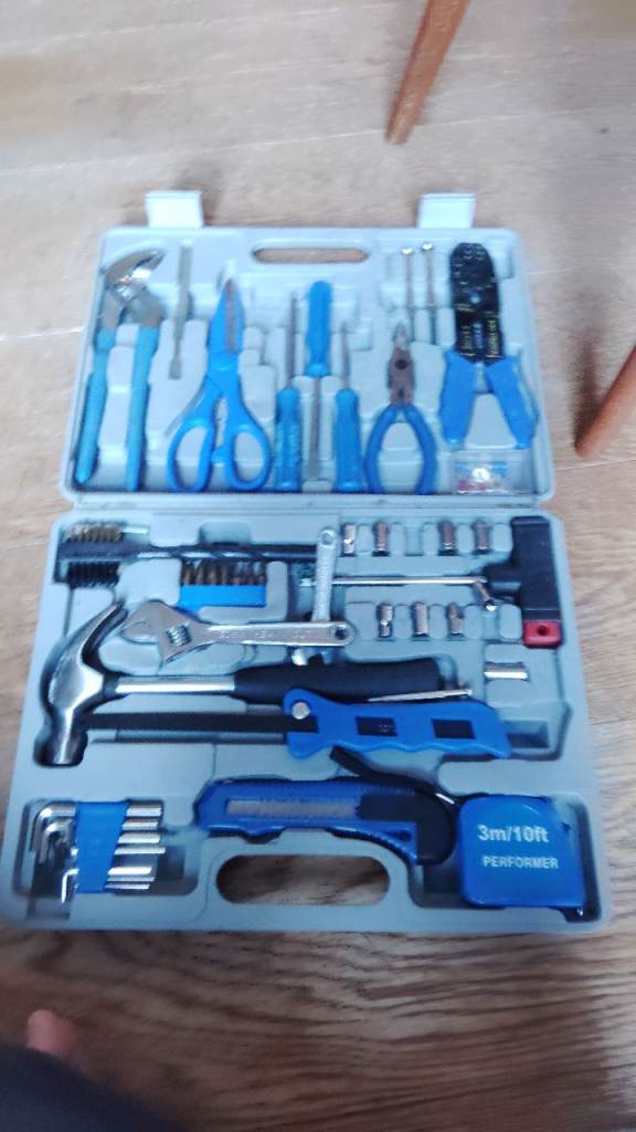 Tool Kit with Various Hand Tools in Blue Case