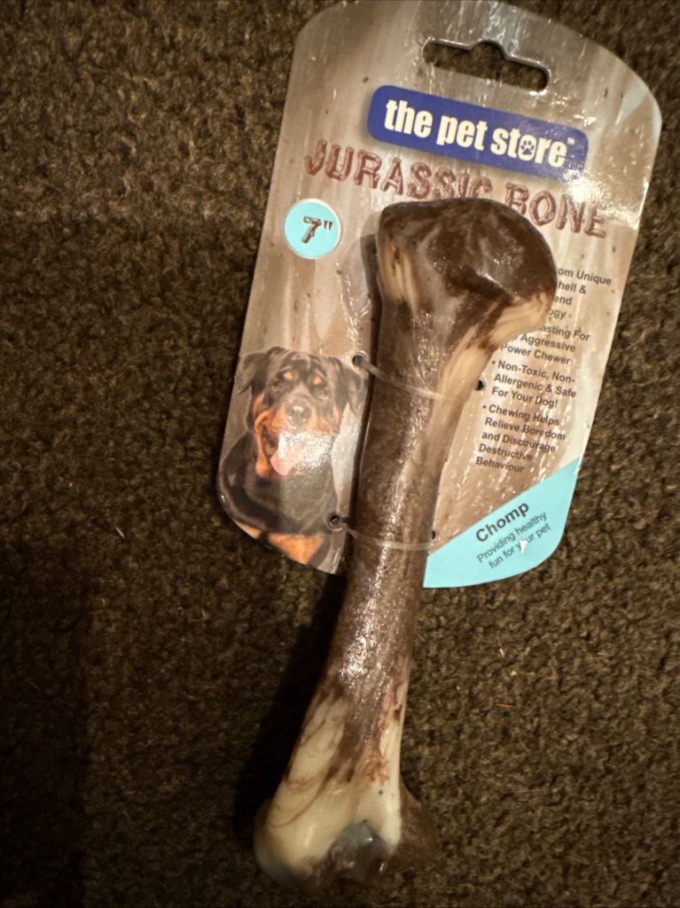 Jurassic Bone 7” Chomp Dog Bone Chew Toy Chewing Pet Home Boredom Destructive